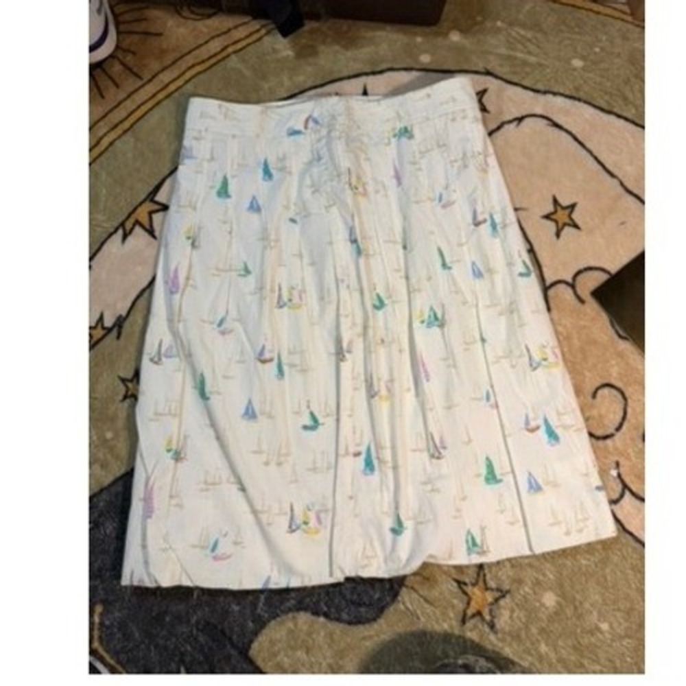 Tommy Hilfiger Womens White‎ Sailboat Print Pleated A-Line Midi Skirt Size 6